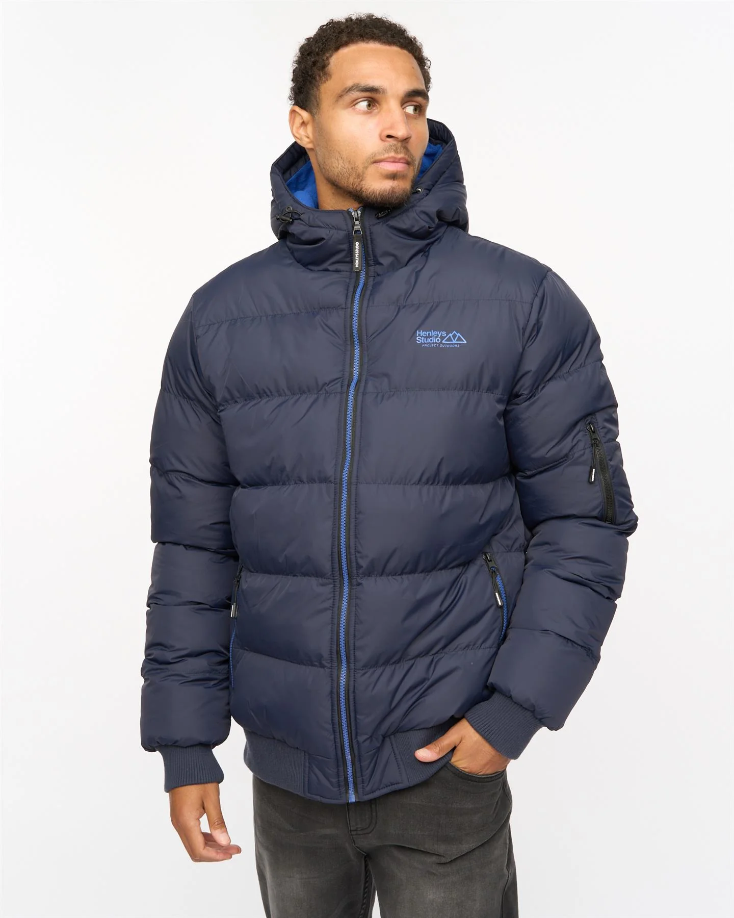 Thinker Puffer Bomber Jacket Navy - Image 2