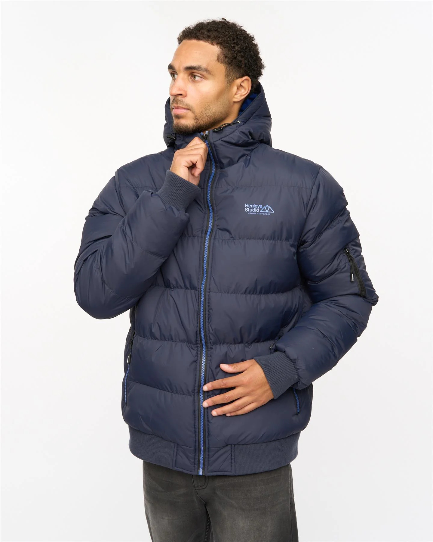 Thinker Puffer Bomber Jacket Navy - Image 3