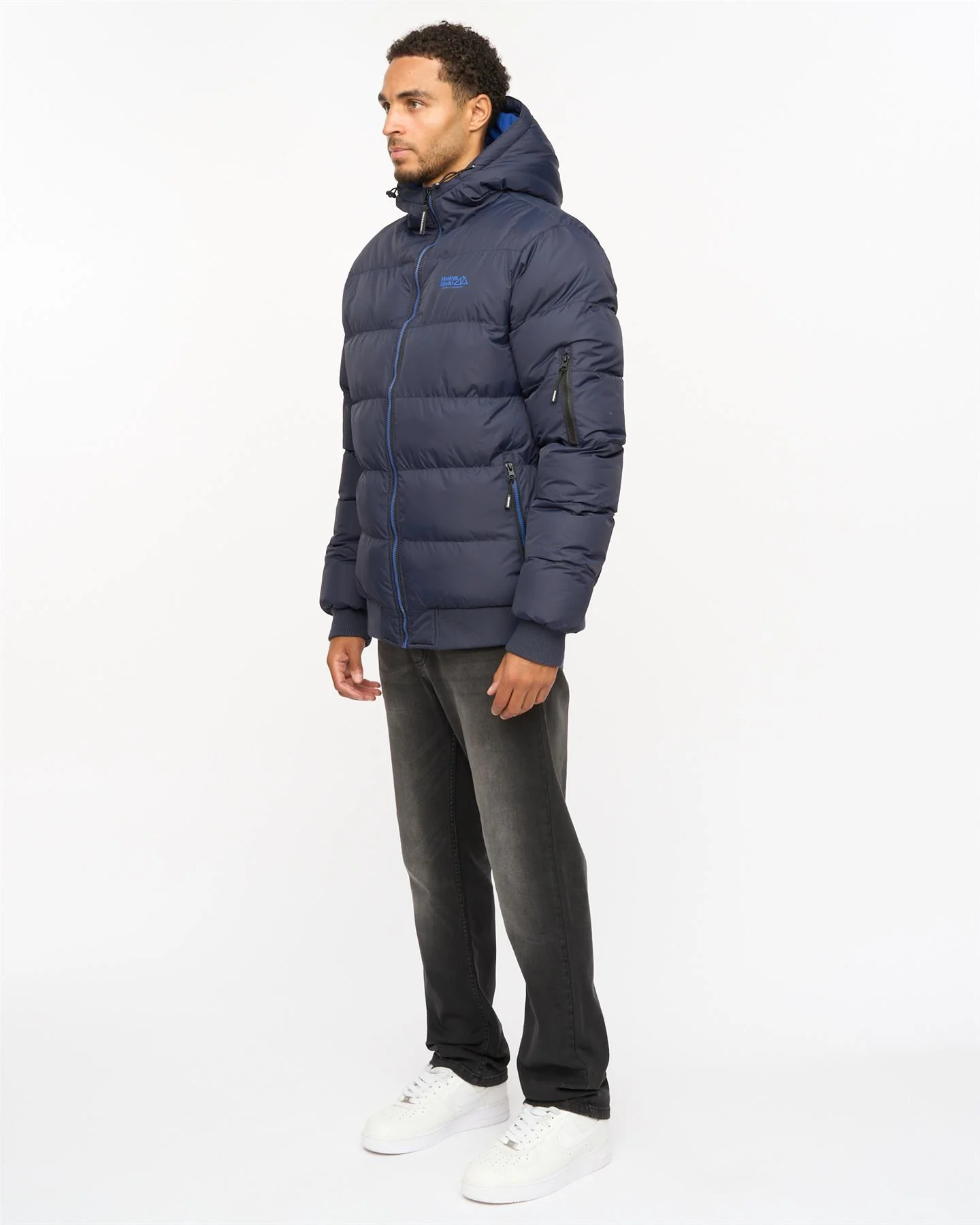 Thinker Puffer Bomber Jacket Navy - Image 4
